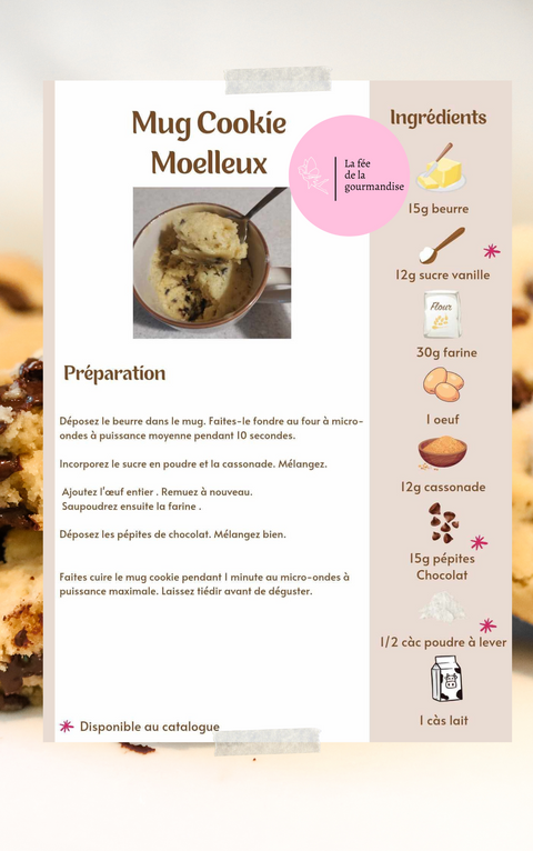 Mug cookie moelleux