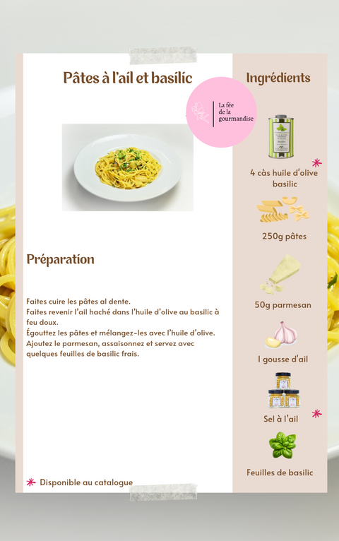 Pâtes à l'ail et basilic