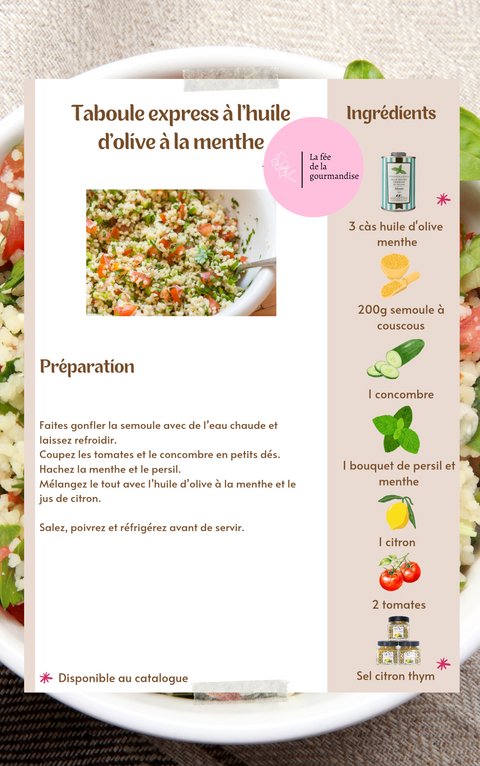 Taboulé express à l'huile d'olive et menthe