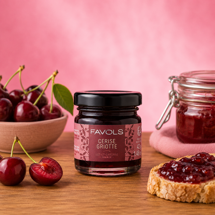 Confiture cerise griotte 42G en situation