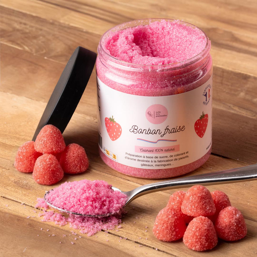 Sucre aromatisé bonbon fraise Tagaga en situation