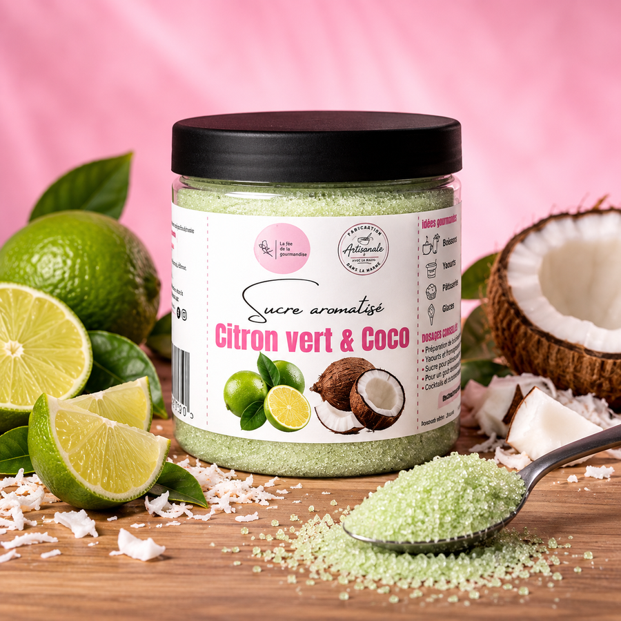 Sucre aromatisé Citron Vert & Coco en situation