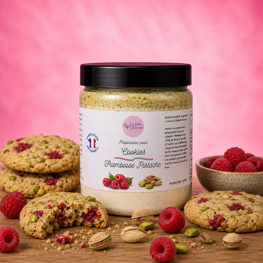 Cookies framboise pistache 470G en situation