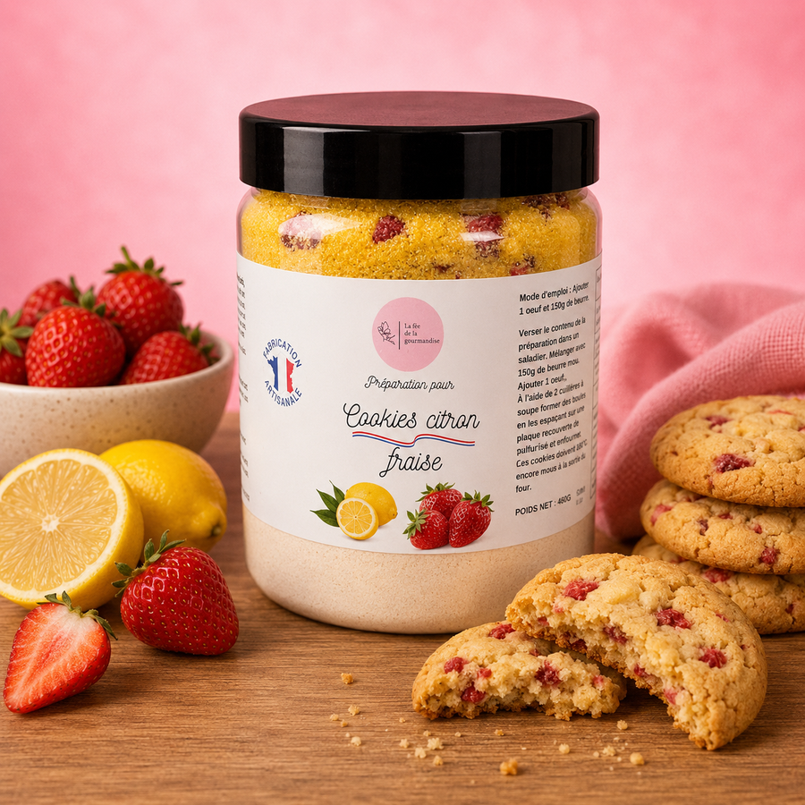 Cookie citron fraise en situation