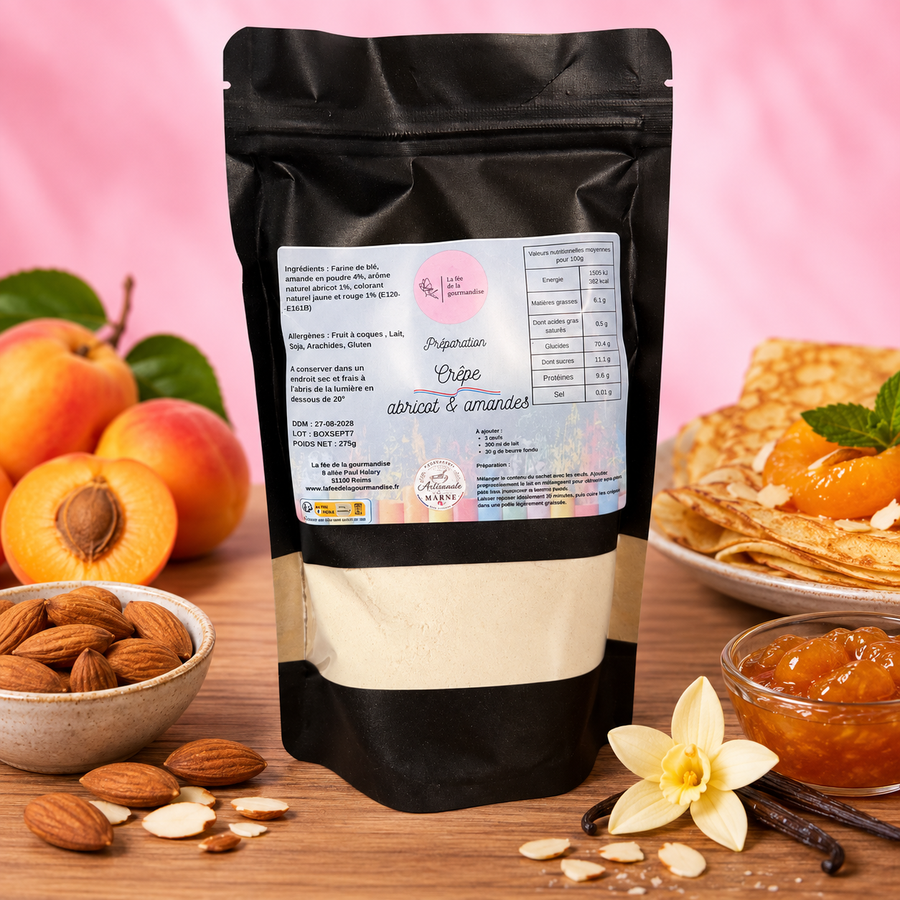 Crêpes Abricot & Amandes en situation