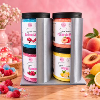 PRÉSENTOIR À SUCRES AROMATISÉS – GRIS ARGENTÉ – CAPACITÉ 8 POTS