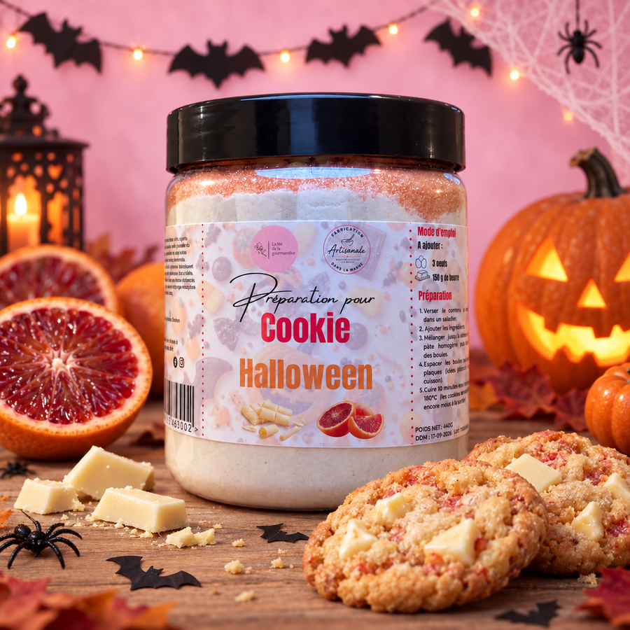 Cookies Halloween 460 G (Orange sanguine & Chocolat Blanc) en situation
