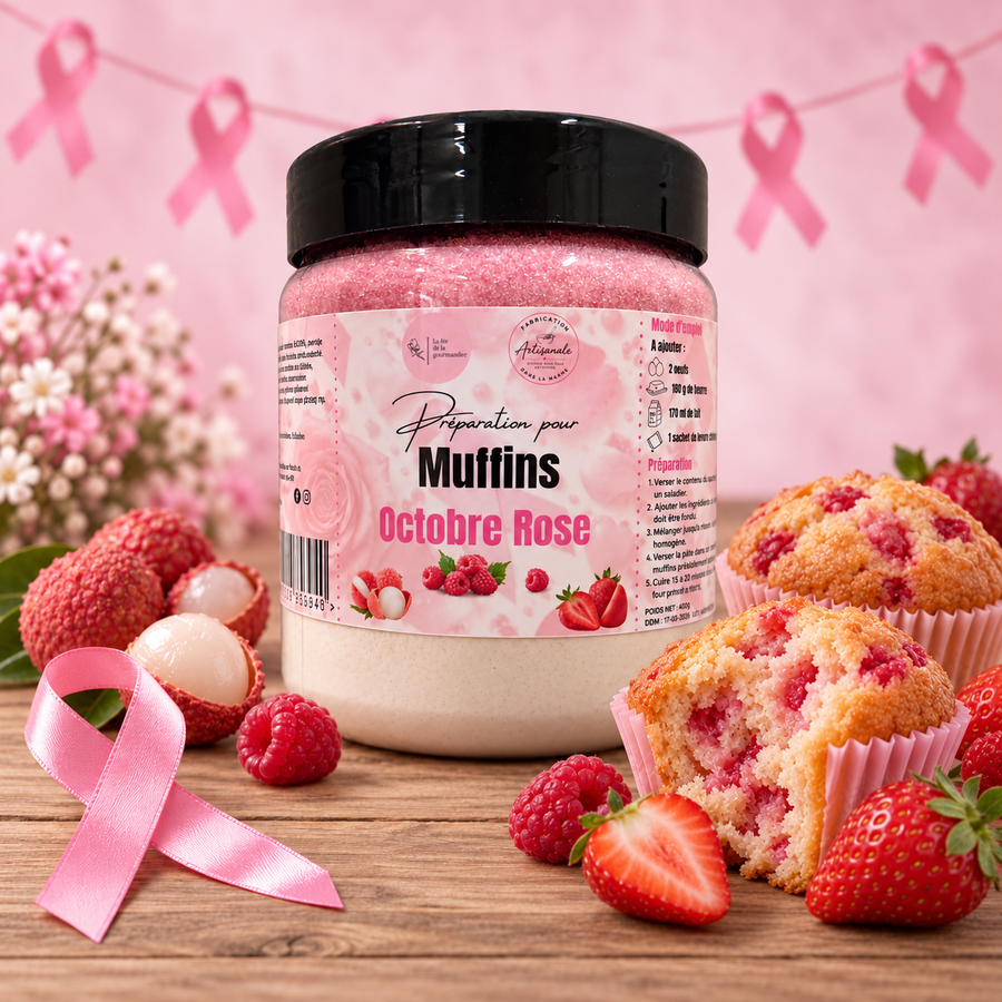 Muffins Octobre Rose 460G (Litchi, Framboise & Fraise) en situation
