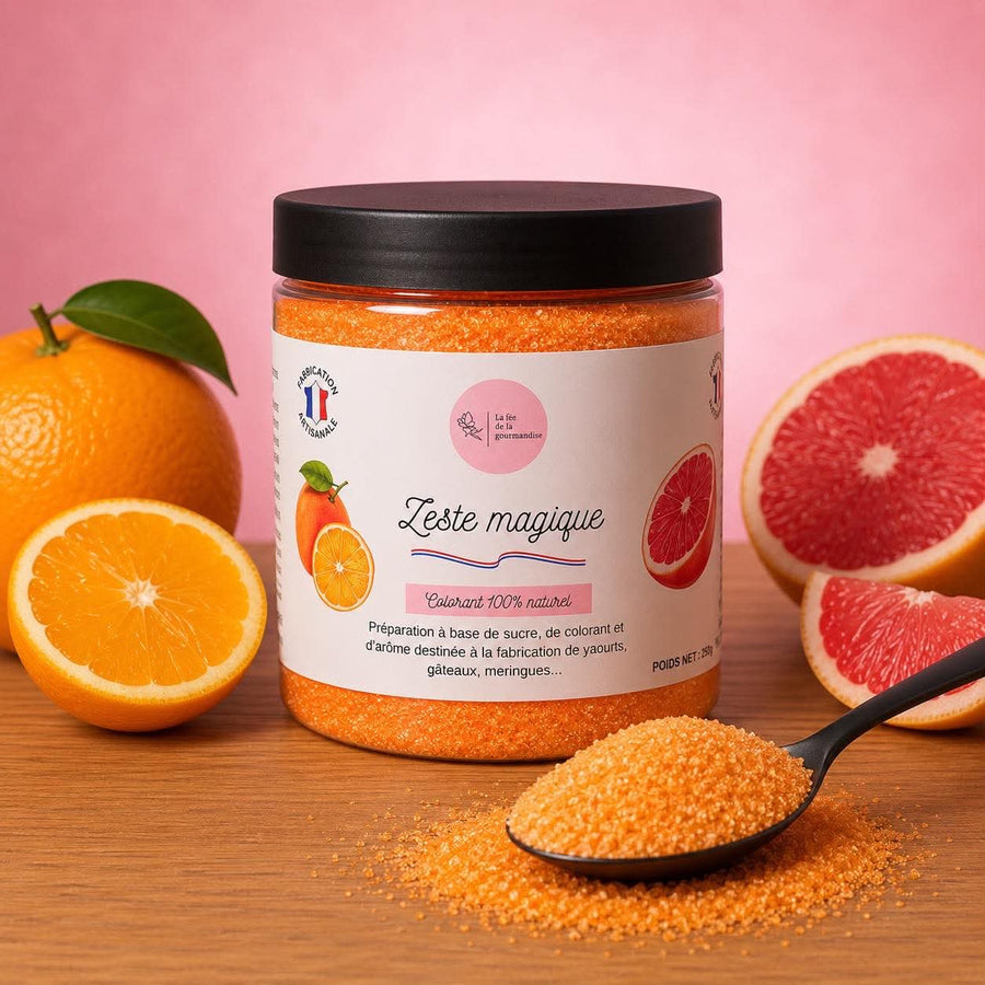 Sucre aromatisé Zeste magique (Orange, mandarine et pamplemousse)  250G en situation