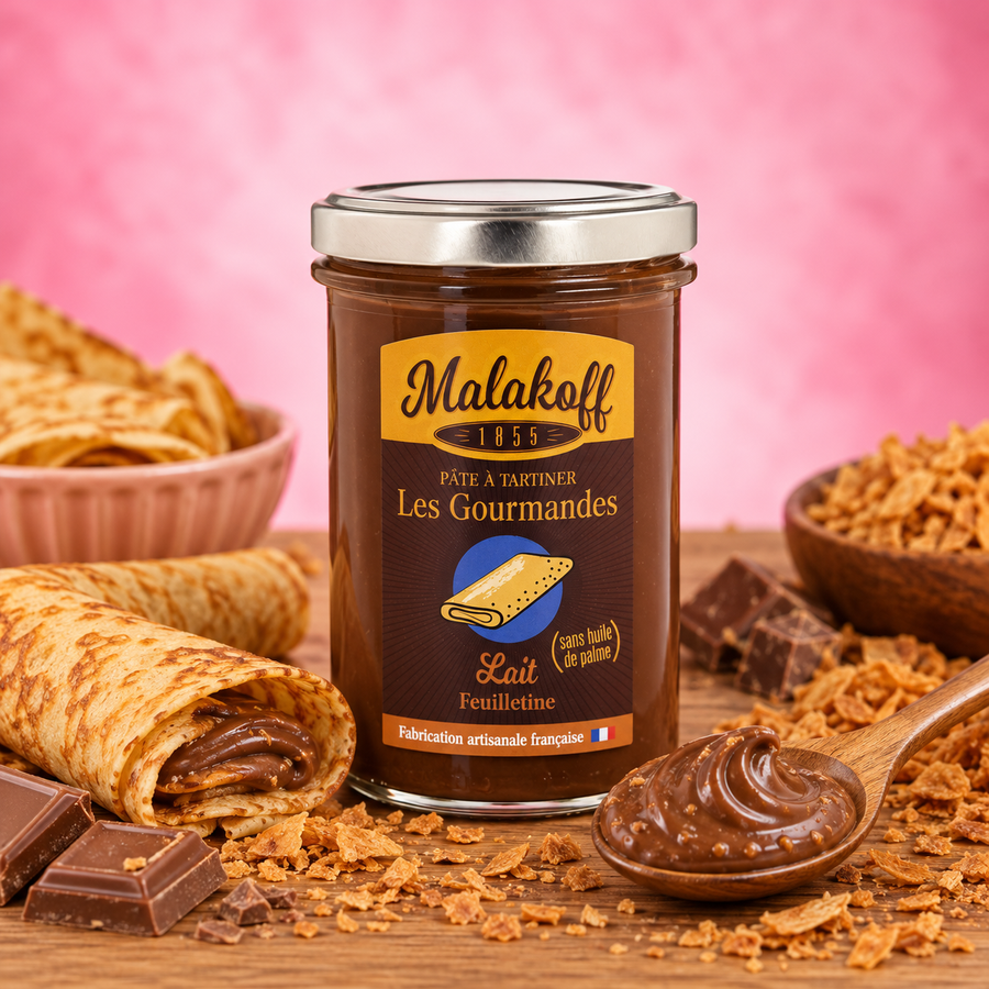 Pâte à tartiner Chocolat Feuilletine (éclats crêpes dentelle pur beurre) 240g en situation