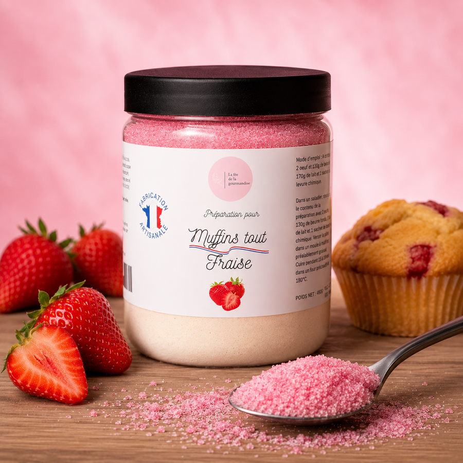 Préparation Muffin tout fraise en situation