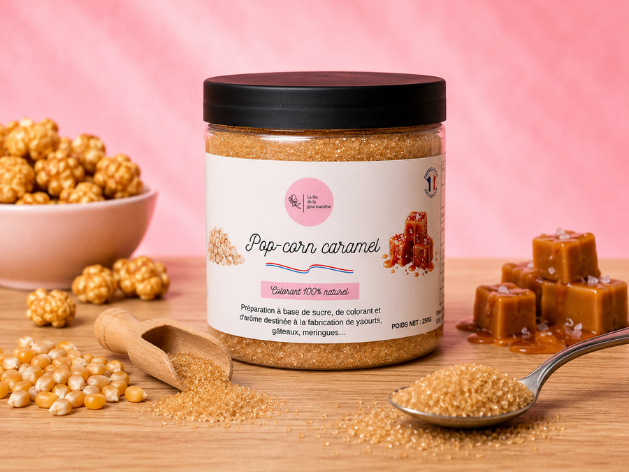 Sucre aromatisé Pop Corn Caramel en situation