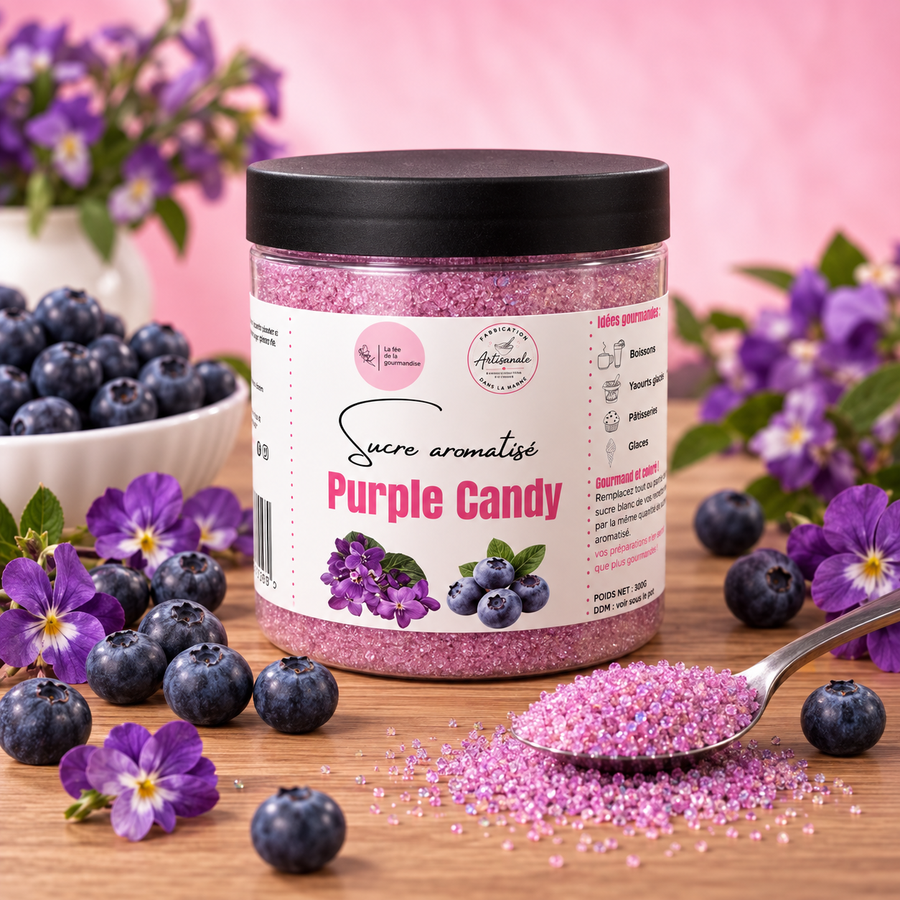 Sucre aromatisé Purple Candy en situation