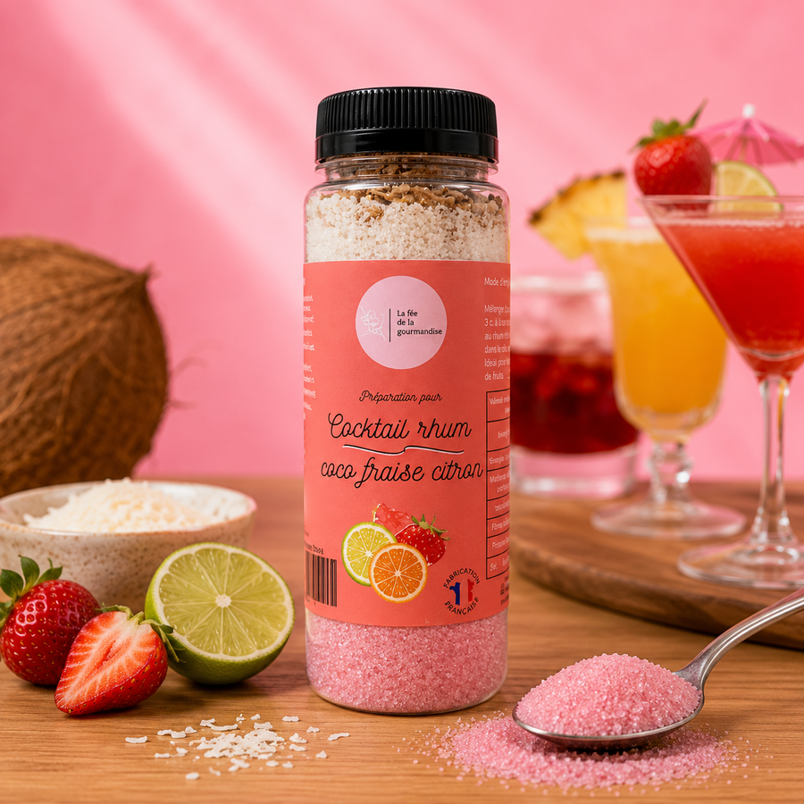 Cocktail Rhum coco fraise citron en situation