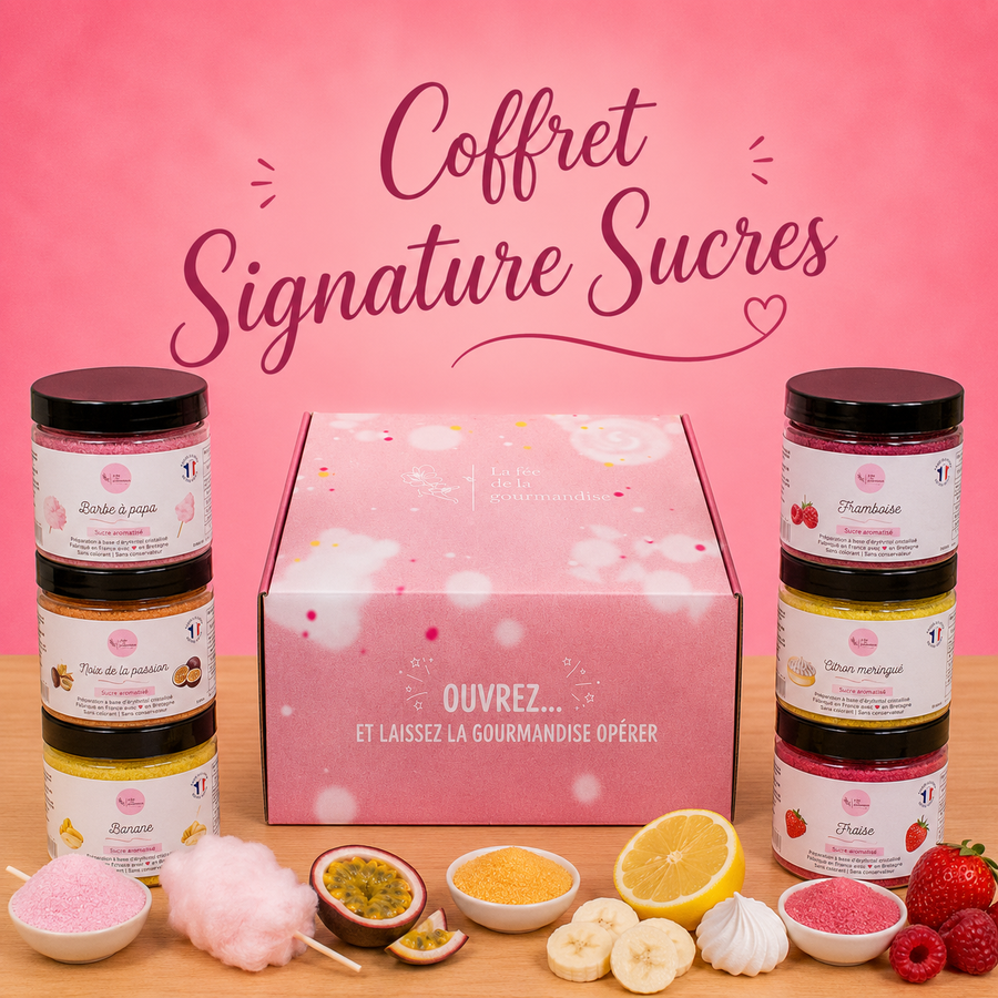 Coffret signature 6 pots de sucres 250G en situation