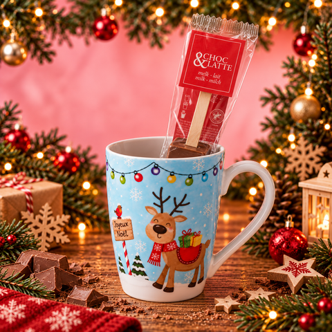 Tasse Renne & Cuillère Chocolat Chaud 30g