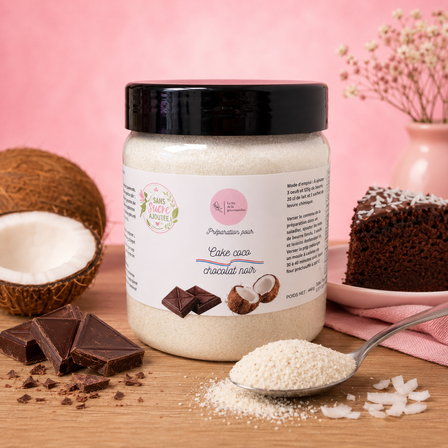 Cake coco chocolat noir (Érythritol) en situation