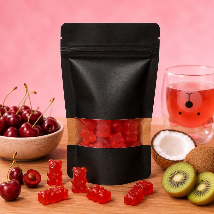 Ourson cerise coco kiwi sachet de 10 en situation
