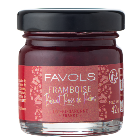 Confiture framboise biscuit rose de Reims 42G