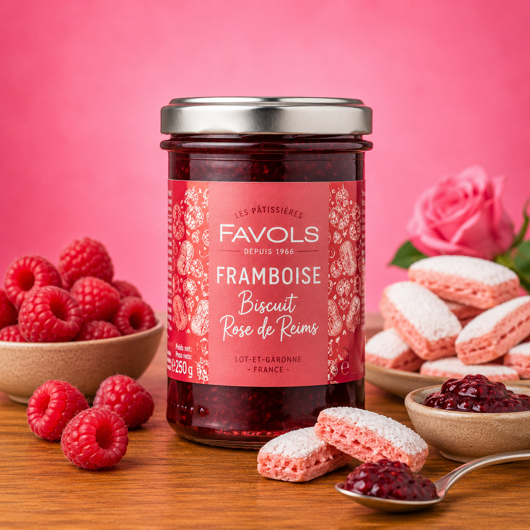 Confiture framboise biscuit rose de Reims 250G