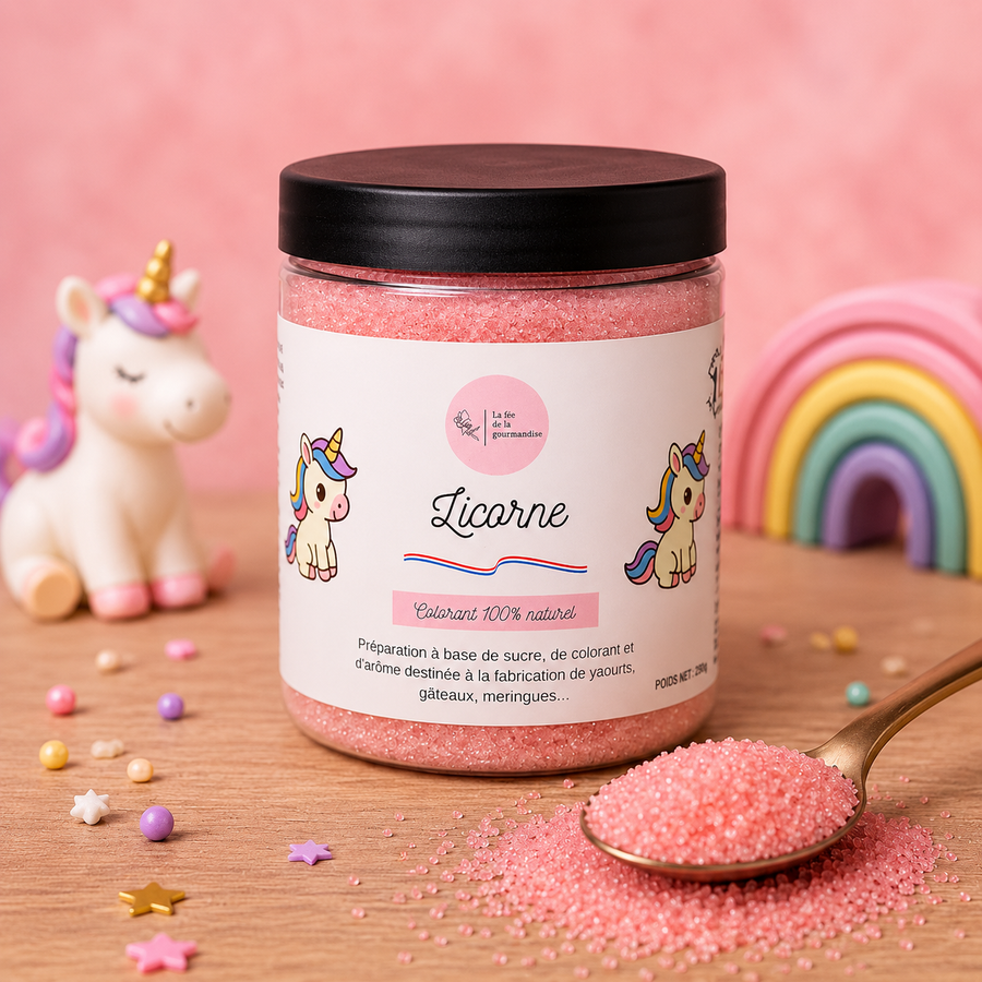 Sucre aromatisé Licorne 250G en situation