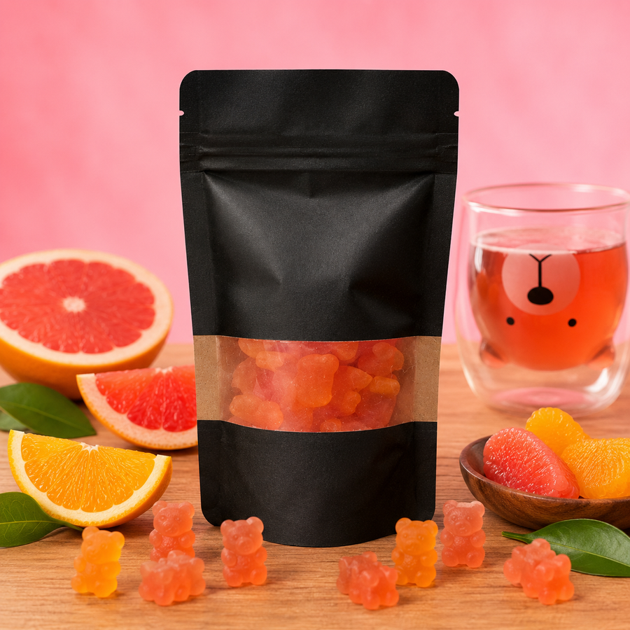 Ourson infusion pamplemousse orange lot de 10 en situation