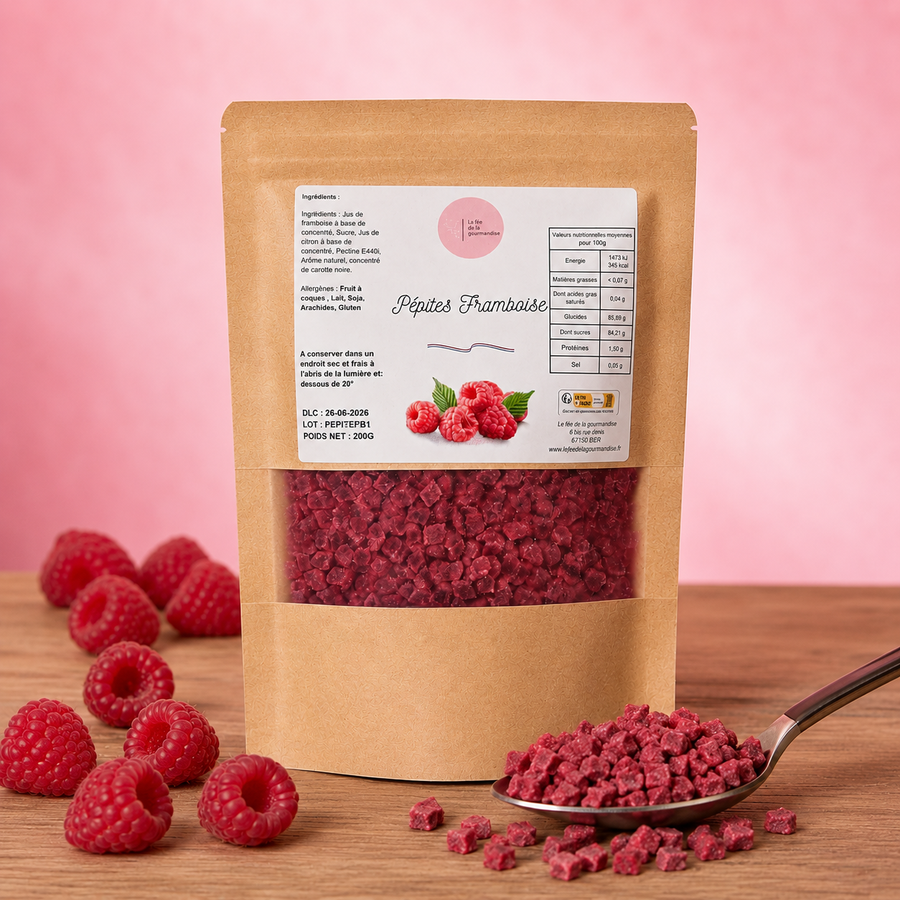 Pépites Framboise 200G en situation