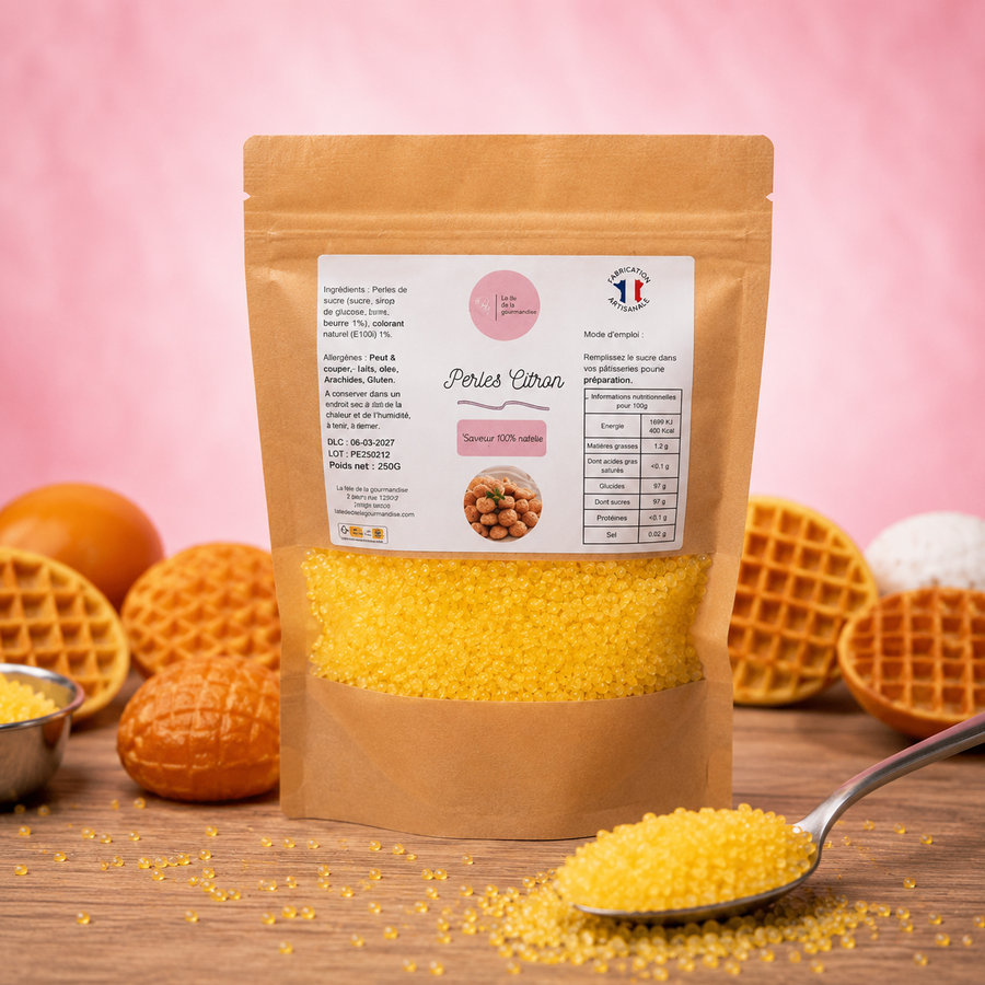 Perles de sucre aromatisé Citron 200G en situation