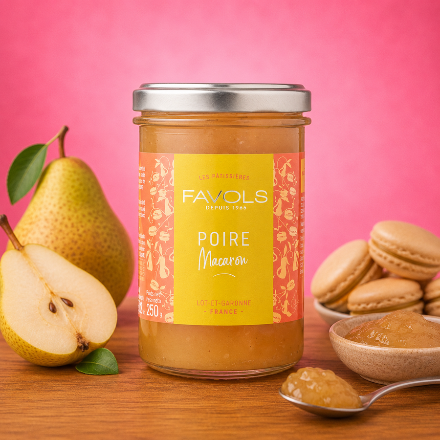 Confiture Poire macaron 250G en situation