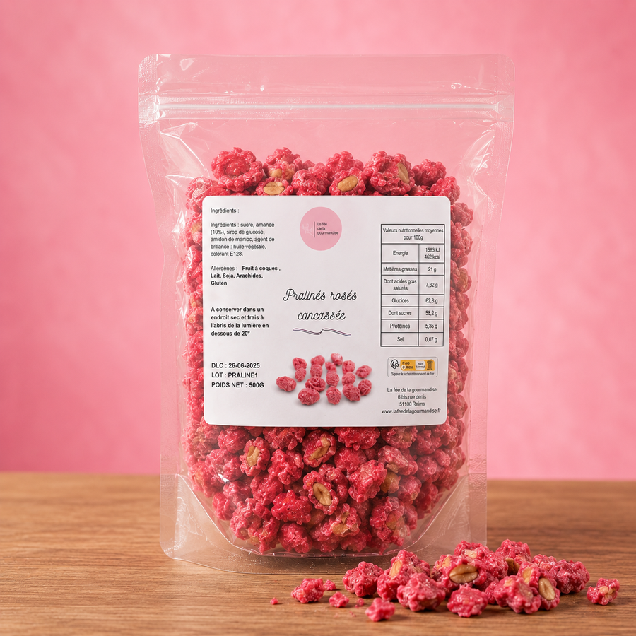 Pralines roses concassées 500G en situation