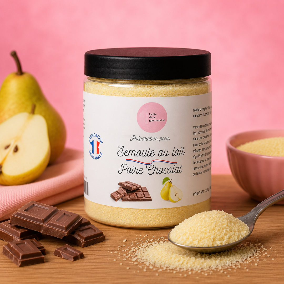 Semoule au lait poire chocolat