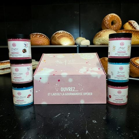 Coffret bonbon 6 pots de sucres 250G