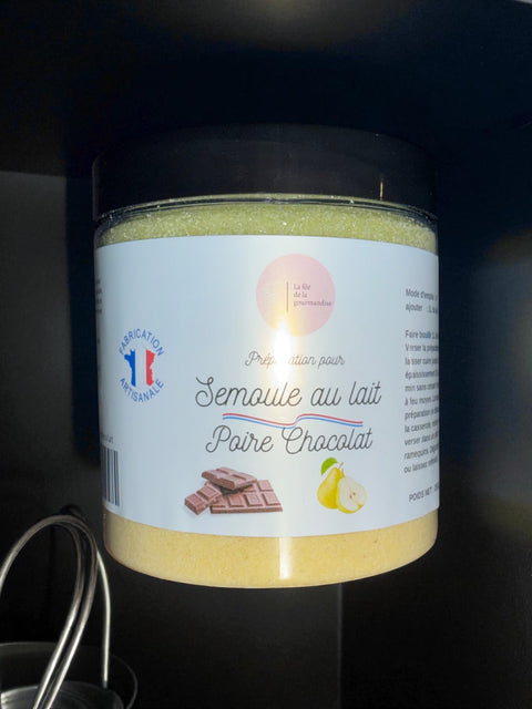 Semoule au lait poire chocolat
