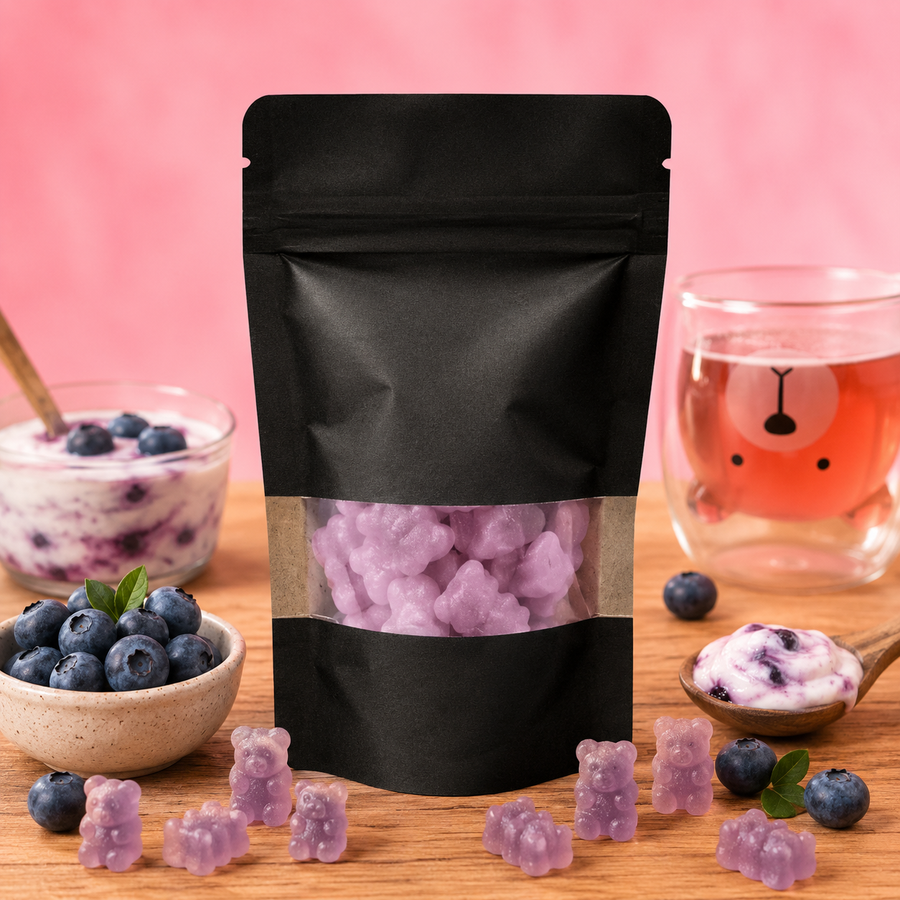 Ourson infusion yaourts Myrtille sachet de 10 en situation